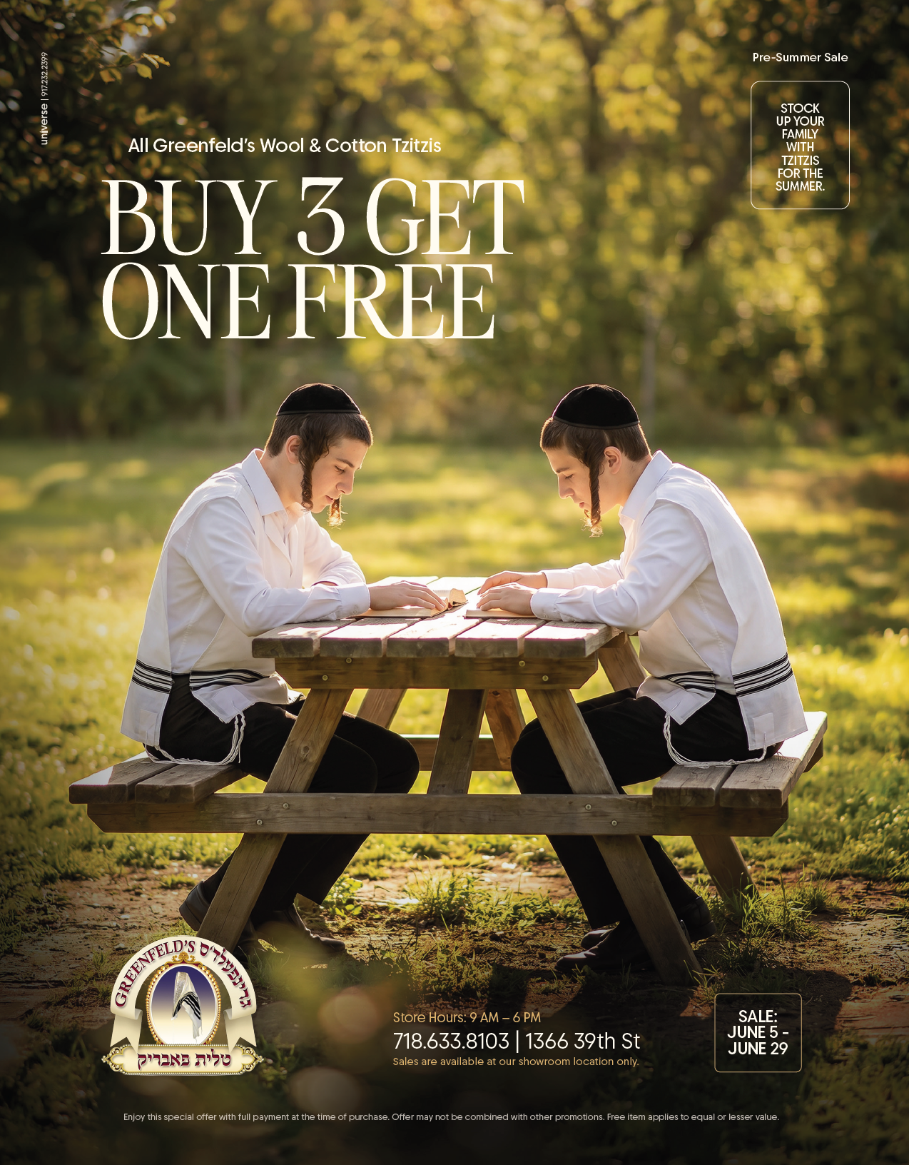 Greenfeld's buy three get one free campaign ad
